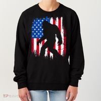 Retro Bigfoot Silhouette USA Flag Sasquatch Lovers July 4th Women's Sweatshirt thumb 0