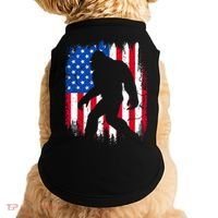 Retro Bigfoot Silhouette USA Flag Sasquatch Lovers July 4th Doggie Tank thumb 0