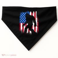 Retro Bigfoot Silhouette USA Flag Sasquatch Lovers July 4th USA-Made Doggie Bandana thumb 0