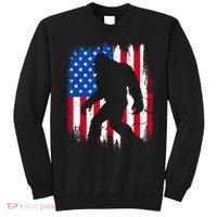 Retro Bigfoot Silhouette USA Flag Sasquatch Lovers July 4th Sweatshirt thumb 0