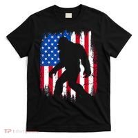 Retro Bigfoot Silhouette USA Flag Sasquatch Lovers July 4th T-Shirt thumb 0