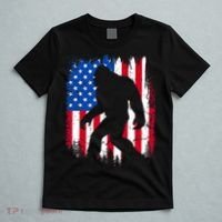 Retro Bigfoot Silhouette USA Flag Sasquatch Lovers July 4th T-Shirt thumb 5