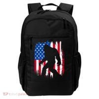 Retro Bigfoot Silhouette USA Flag Sasquatch Lovers July 4th Backpack thumb 0