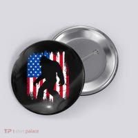 Retro Bigfoot Silhouette USA Flag Sasquatch Lovers July 4th Button thumb 0