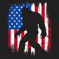 Retro Bigfoot Silhouette USA Flag Sasquatch Lovers July 4th Beanie thumb 2