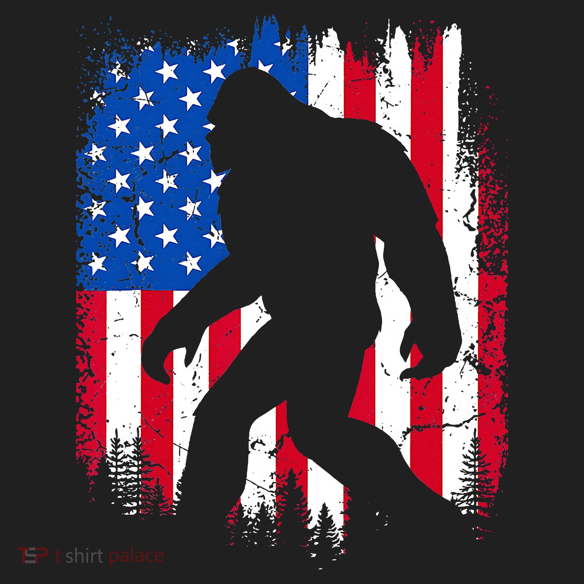 Retro Bigfoot Silhouette USA Flag Sasquatch Lovers July 4th Beanie
