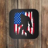 Retro Bigfoot Silhouette USA Flag Sasquatch Lovers July 4th Coaster thumb 0