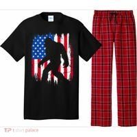 Retro Bigfoot Silhouette USA Flag Sasquatch Lovers July 4th Pajama Set thumb 0