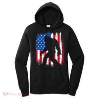 Retro Bigfoot Silhouette USA Flag Sasquatch Lovers July 4th Women's Hoodie thumb 0