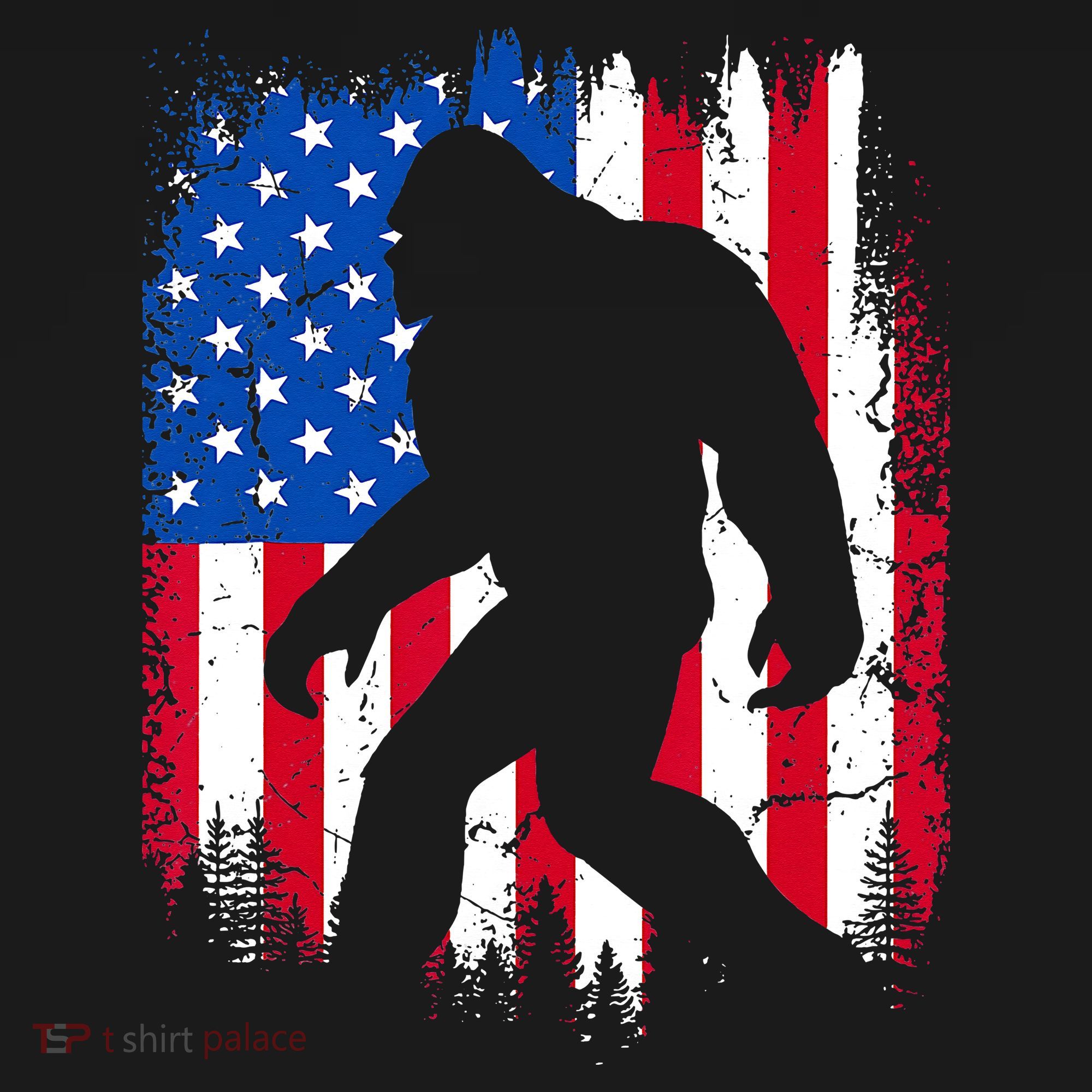 Retro Bigfoot Silhouette USA Flag Sasquatch Lovers July 4th Women's Hoodie