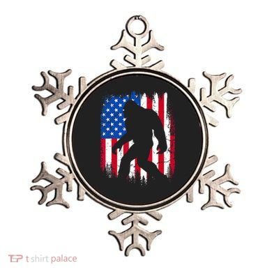 Retro Bigfoot Silhouette USA Flag Sasquatch Lovers July 4th Ornament