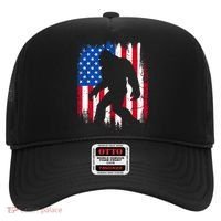 Retro Bigfoot Silhouette USA Flag Sasquatch Lovers July 4th Hat thumb 0