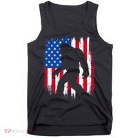 Retro Bigfoot Silhouette USA Flag Sasquatch Lovers July 4th Tank Top thumb 0