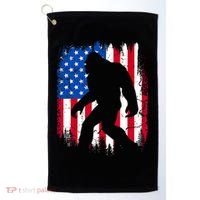 Retro Bigfoot Silhouette USA Flag Sasquatch Lovers July 4th Golf Towel thumb 0