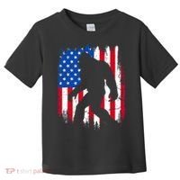 Retro Bigfoot Silhouette USA Flag Sasquatch Lovers July 4th Toddler T-Shirt thumb 0