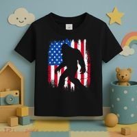 Retro Bigfoot Silhouette USA Flag Sasquatch Lovers July 4th Toddler T-Shirt thumb 3