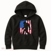 Retro Bigfoot Silhouette USA Flag Sasquatch Lovers July 4th Kids Hoodie thumb 0