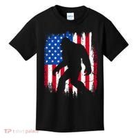 Retro Bigfoot Silhouette USA Flag Sasquatch Lovers July 4th Kids T-Shirt thumb 0