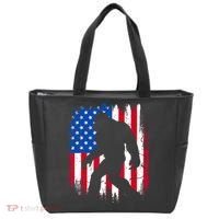 Retro Bigfoot Silhouette USA Flag Sasquatch Lovers July 4th Tote Bag thumb 0