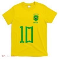 Retro Brazil Soccer Number 10 Brazilian Futebol Brasil Team T-Shirt thumb 0