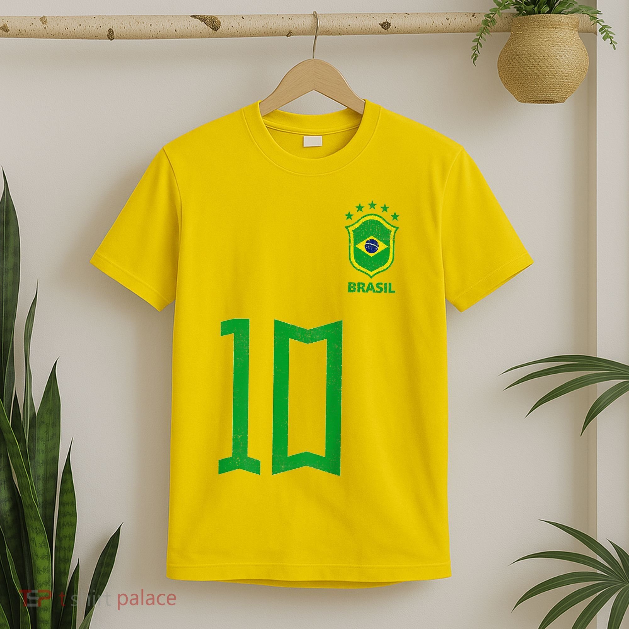 Retro Brazil Soccer Number 10 Brazilian Futebol Brasil Team T-Shirt