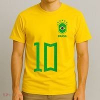 Retro Brazil Soccer Number 10 Brazilian Futebol Brasil Team T-Shirt thumb 3