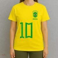 Retro Brazil Soccer Number 10 Brazilian Futebol Brasil Team T-Shirt thumb 4