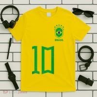 Retro Brazil Soccer Number 10 Brazilian Futebol Brasil Team T-Shirt thumb 5