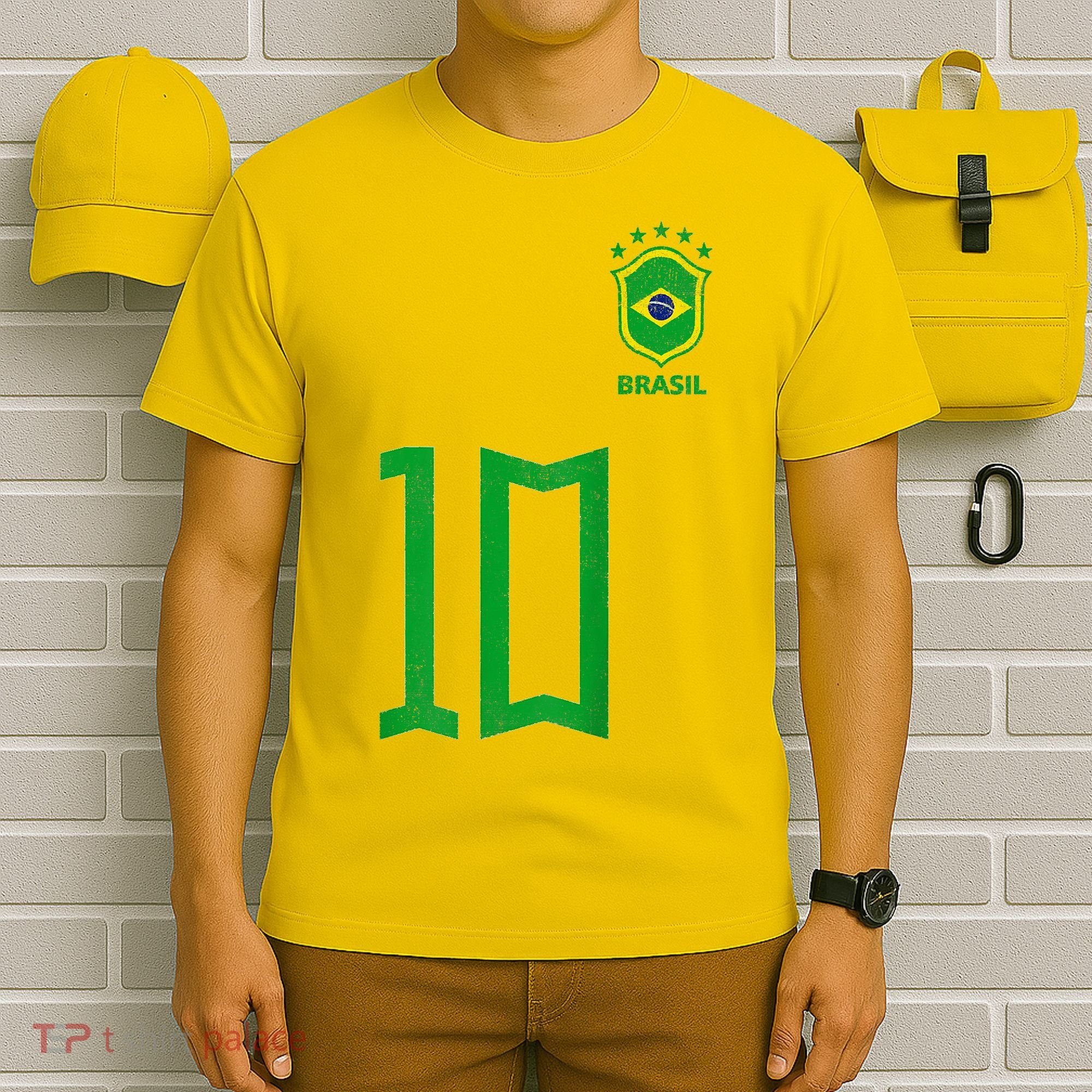 Retro Brazil Soccer Number 10 Brazilian Futebol Brasil Team T-Shirt