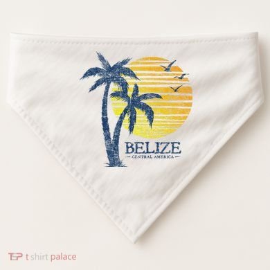 Retro Belize Souvenir Vintage Sunset USA-Made Doggie Bandana
