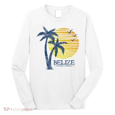 Retro Belize Souvenir Vintage Sunset Long Sleeve Shirt
