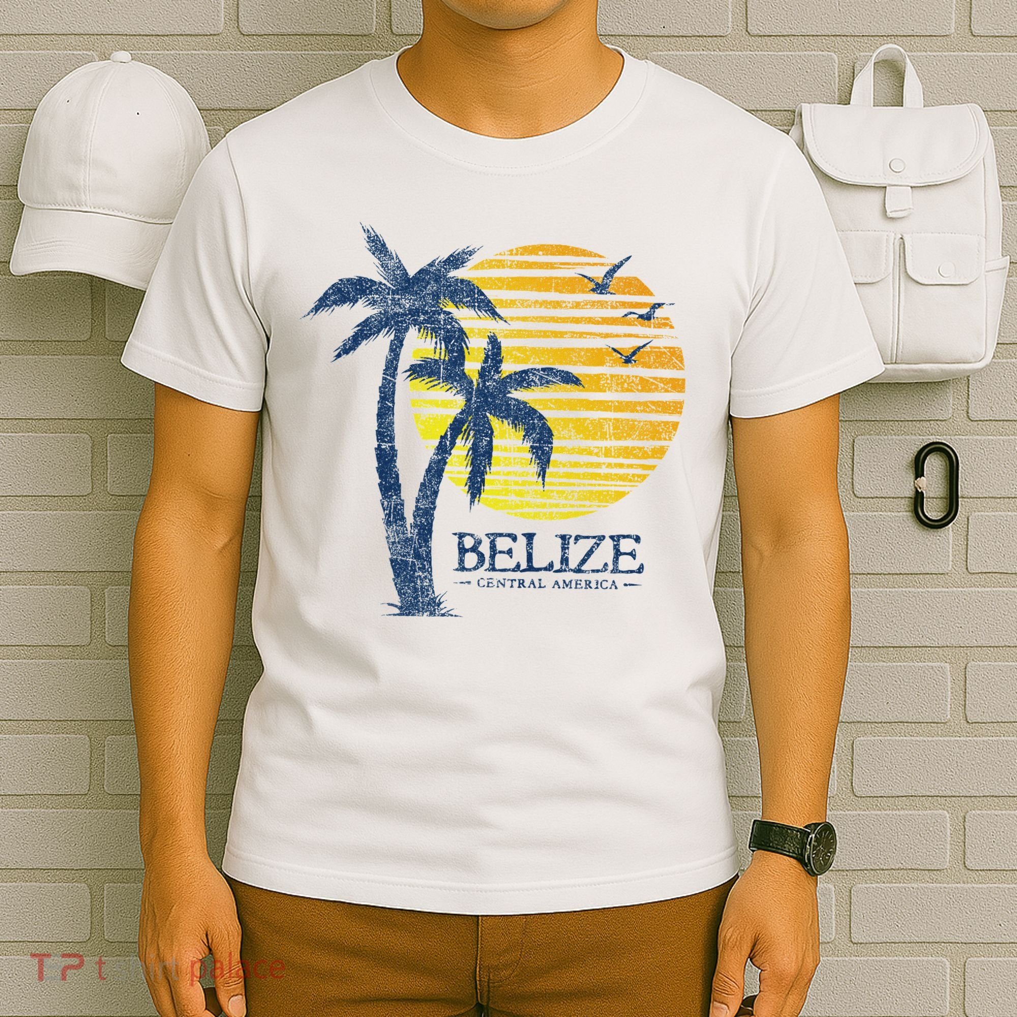 Retro Belize Souvenir Vintage Sunset T-Shirt