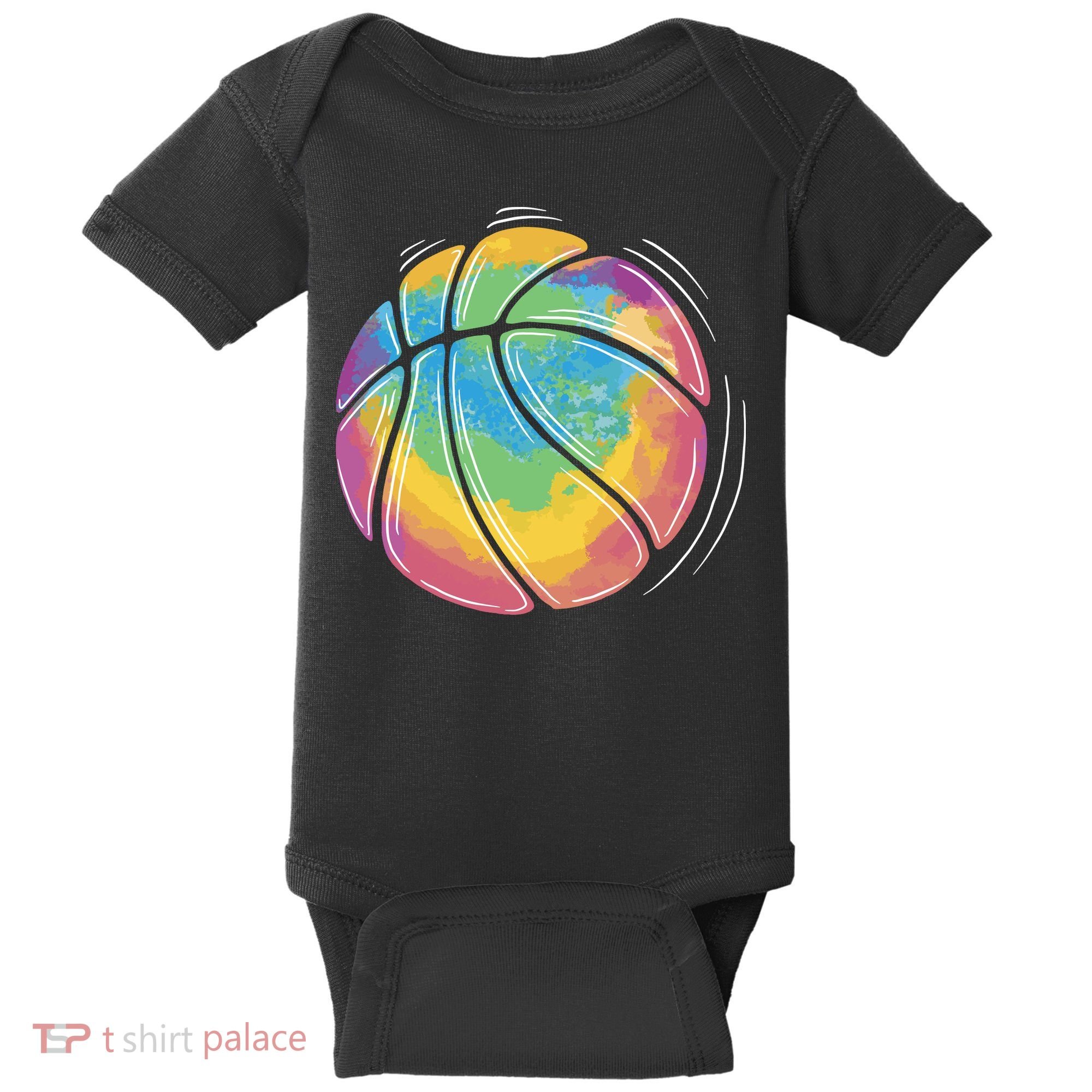 Rainbow Basketball Sport Baby Bodysuit