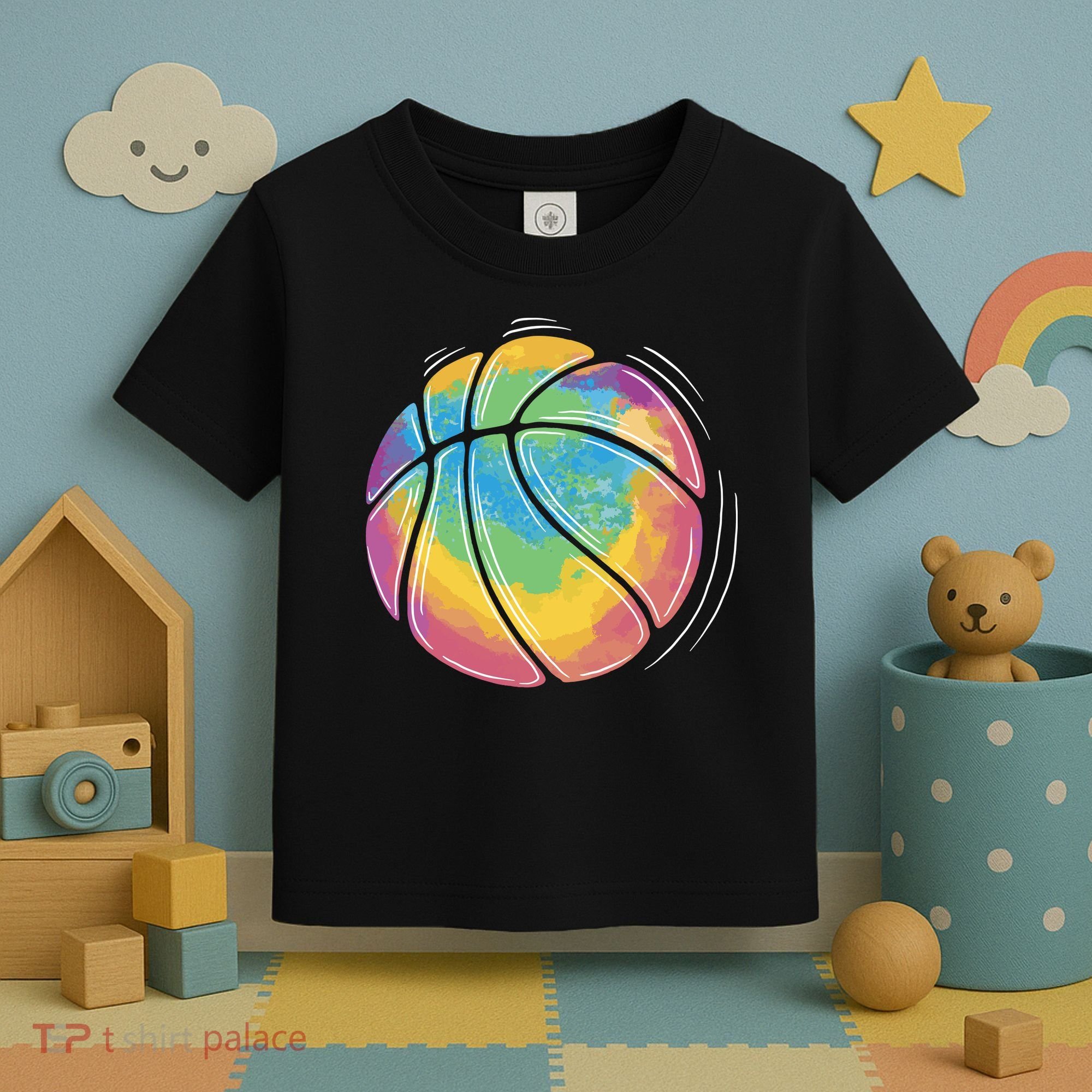 Rainbow Basketball Sport Toddler T-Shirt
