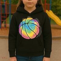Rainbow Basketball Sport Kids Hoodie thumb 3