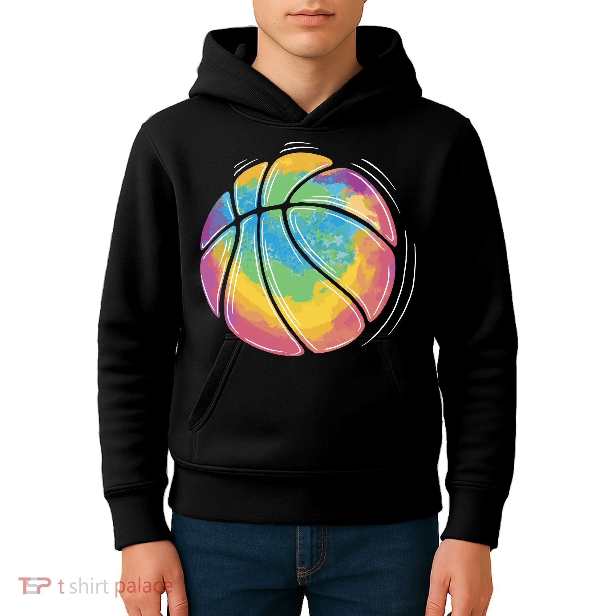 Rainbow Basketball Sport Kids Hoodie