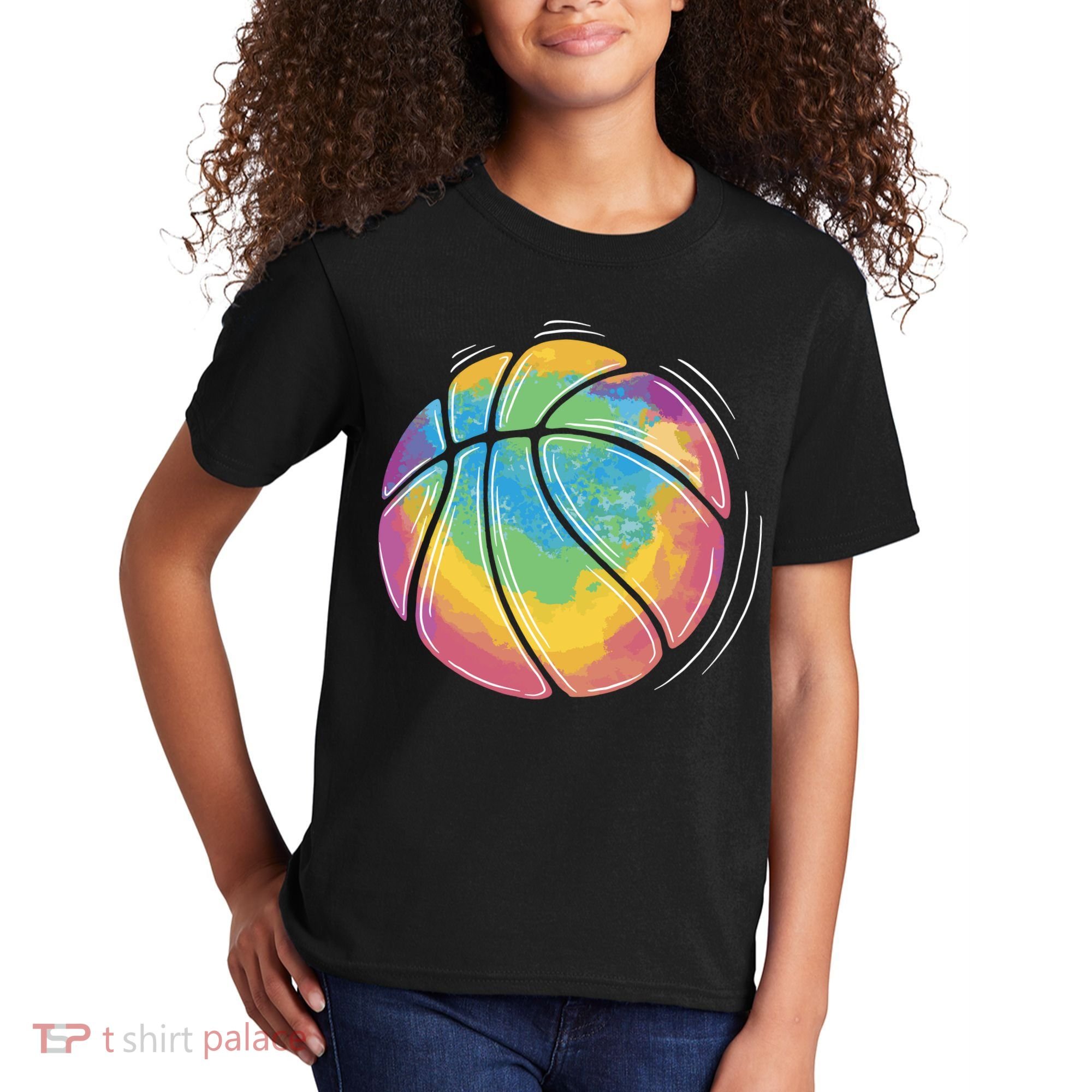 Rainbow Basketball Sport Kids T-Shirt