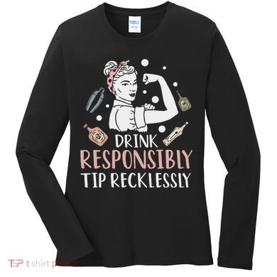 Retro Bartending Saying Mixologist Barkeeper & Bartender Women's Long Sleeve Shirt