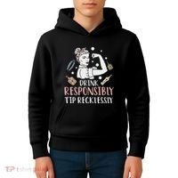 Retro Bartending Saying Mixologist Barkeeper & Bartender Kids Hoodie thumb 4