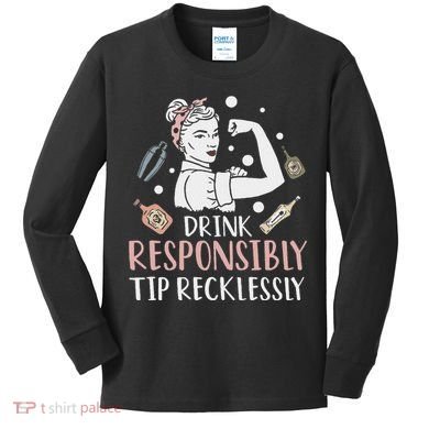 Retro Bartending Saying Mixologist Barkeeper & Bartender Kids Long Sleeve Shirt