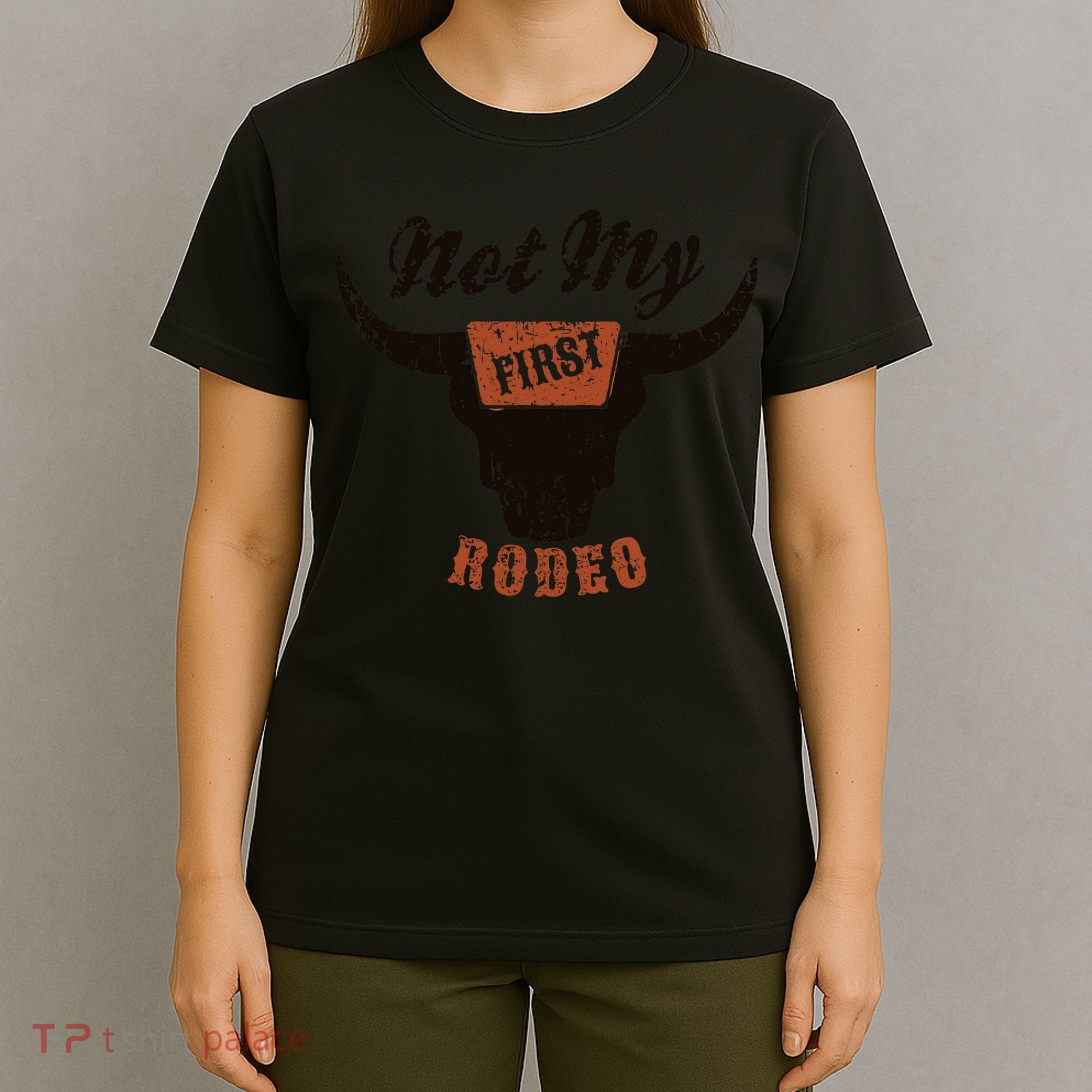 Retro Bull Skull Not My First Rodeo Western Country Cowboy T-Shirt