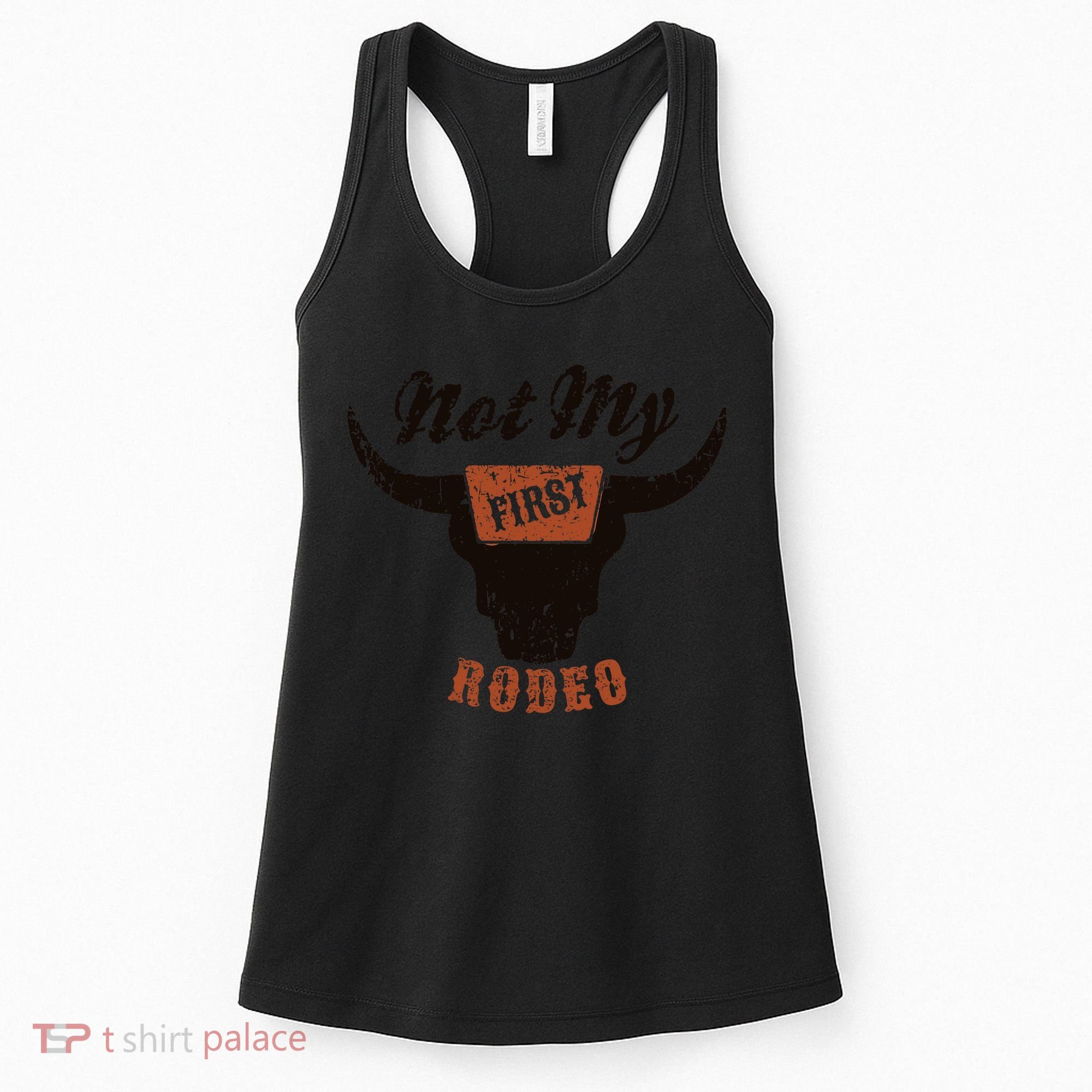 Retro Bull Skull Not My First Rodeo Western Country Cowboy Women's Tank Top