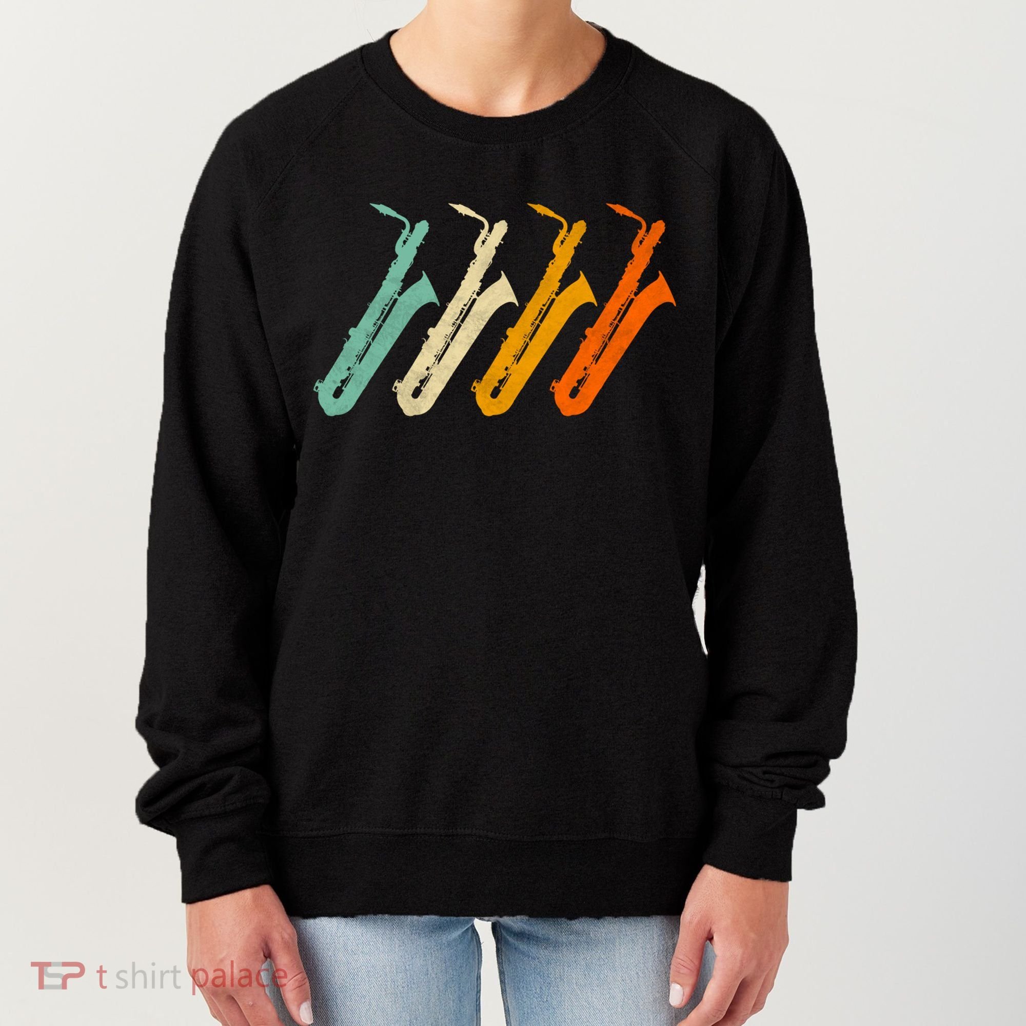 Retro Baritone Saxophone Gift For Bari Saxophonist Gift Women's Sweatshirt