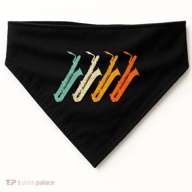 Retro Baritone Saxophone Gift For Bari Saxophonist Gift USA-Made Doggie Bandana