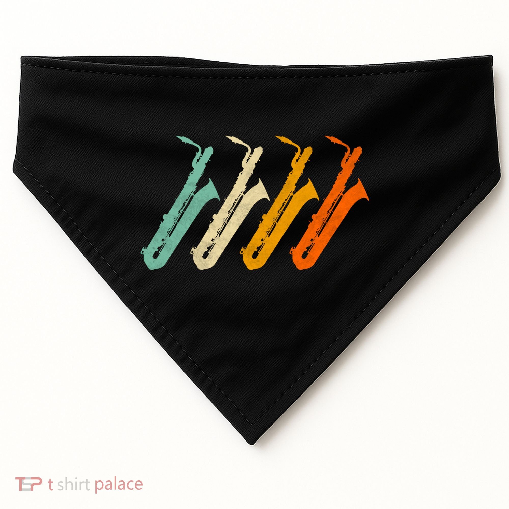 Retro Baritone Saxophone Gift For Bari Saxophonist Gift USA-Made Doggie Bandana