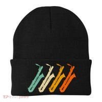 Retro Baritone Saxophone Gift For Bari Saxophonist Gift Beanie thumb 0