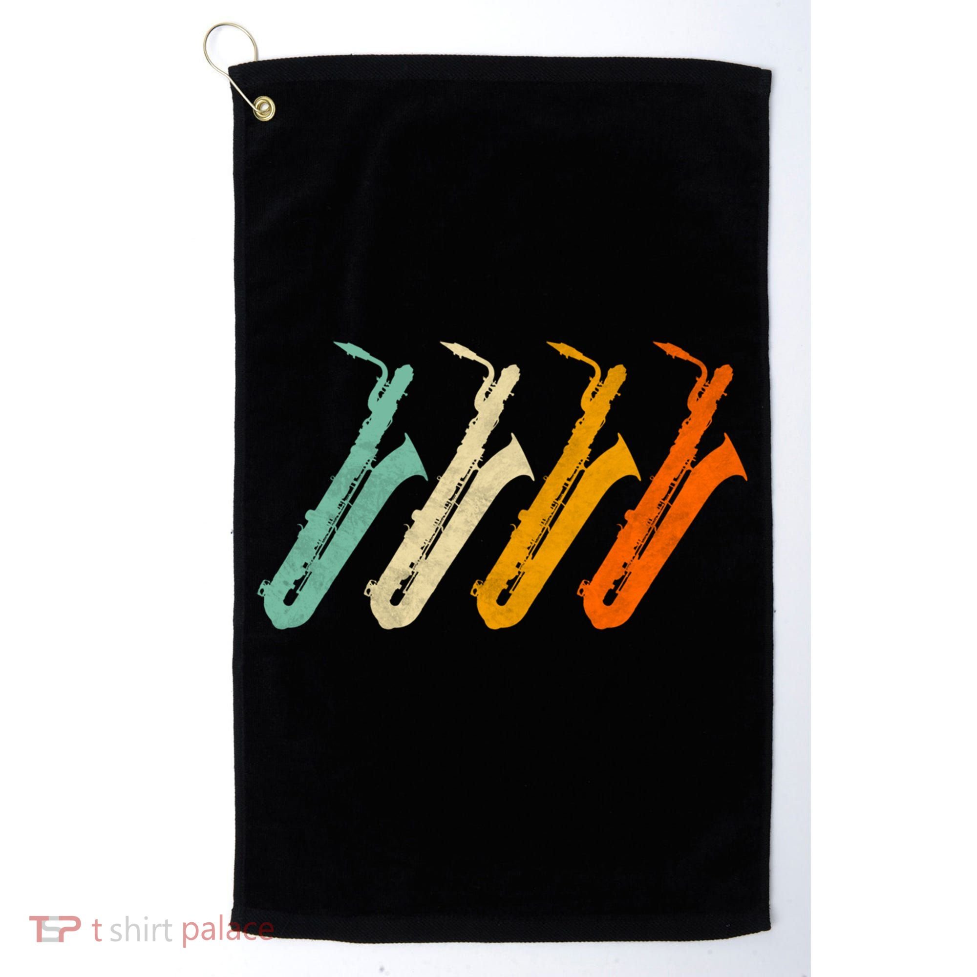 Retro Baritone Saxophone Gift For Bari Saxophonist Gift Golf Towel