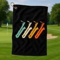 Retro Baritone Saxophone Gift For Bari Saxophonist Gift Golf Towel thumb 1