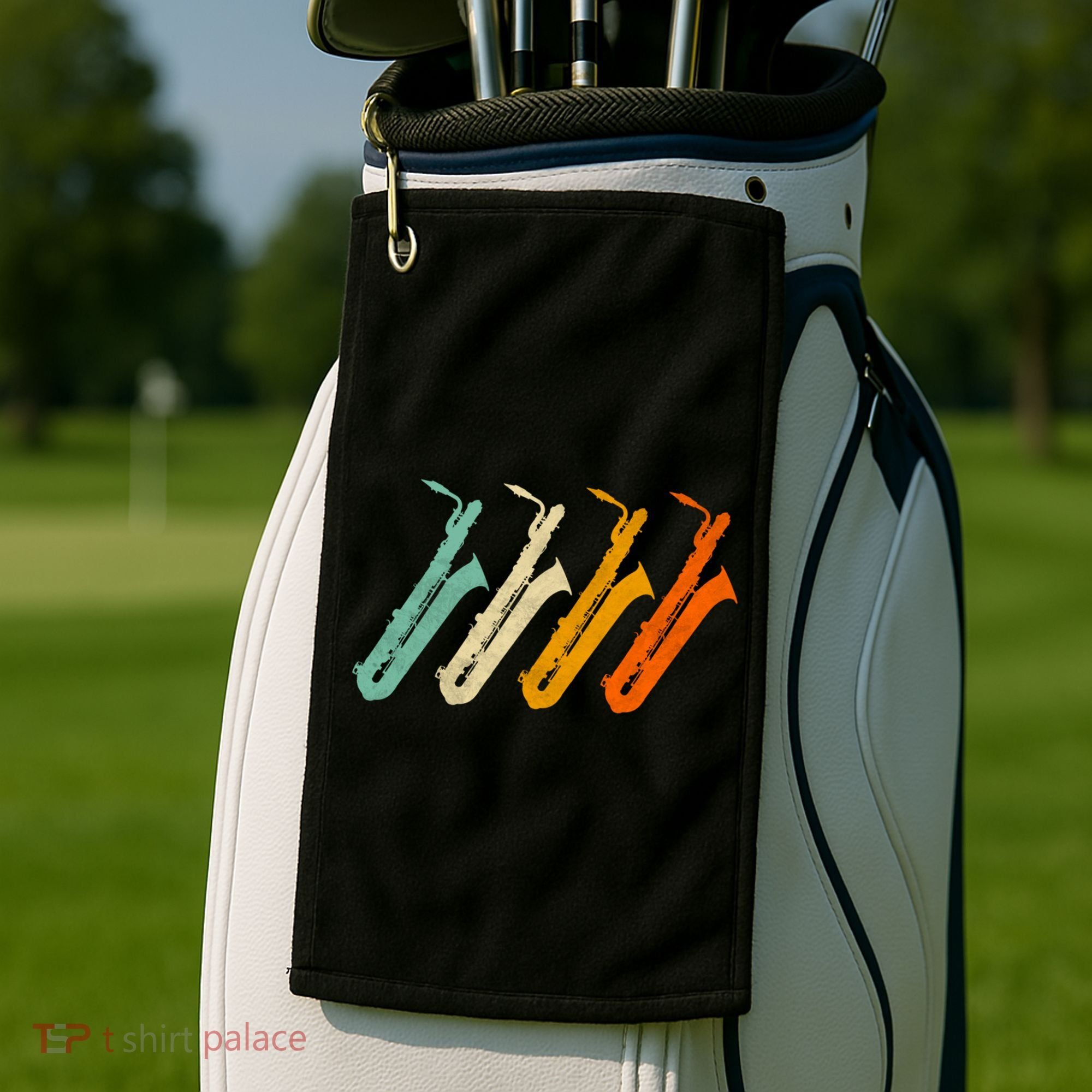 Retro Baritone Saxophone Gift For Bari Saxophonist Gift Golf Towel