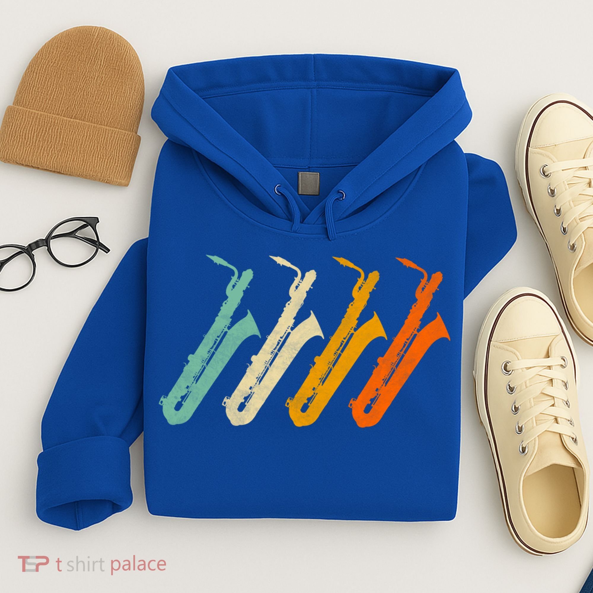 Retro Baritone Saxophone Gift For Bari Saxophonist Gift Hoodie